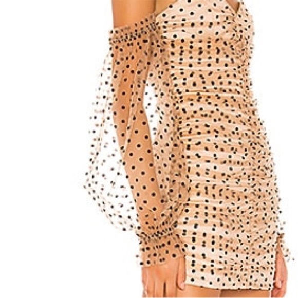 Majorelle x Revolve Secrets Dress Dark Nude Polka Dot Sheer NWT Size Medium - Picture 4 of 8